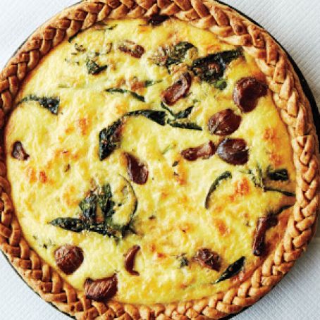 Caramelized Garlic, Spinach, and Cheddar Tart