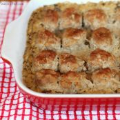 Simple Baked Meatballs with Rice & Gravy