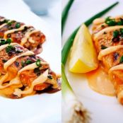 Stuffed Teriyaki Salmon with Sirache Sauce