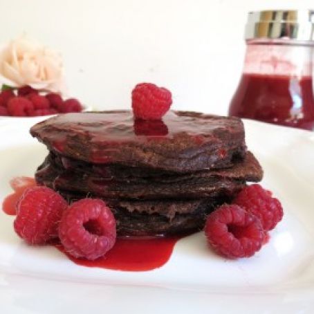 Chocolate Espresso Raspberry Pancakes