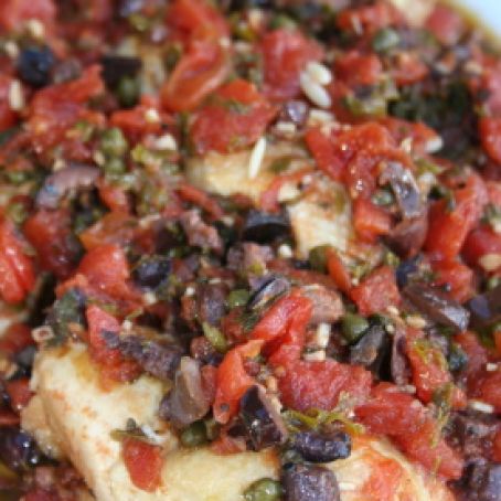 Chicken Thighs with Tomatoes, Olives, and Capers