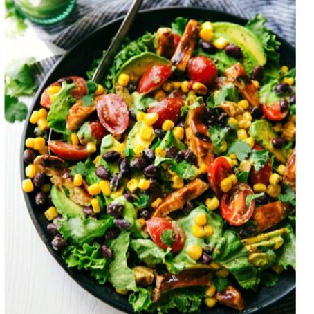 BBQ Chicken Salad with Avocado Cilantro Dressing