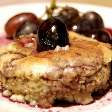 Blue Cheese Souffle with Grape Reduction Sauce