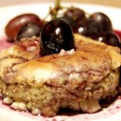 Blue Cheese Souffle with Grape Reduction Sauce