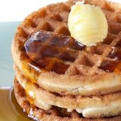 Pumpkin Waffles with Apple Cider Syrup