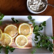 Skillet-Poached Salmon with Creamy Caper Sauce