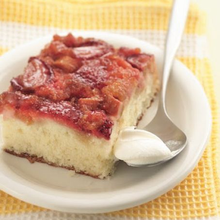 Strawberry Rhubarb Upside-Down Cake