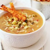 Cheeseburger Soup with French Fry Dippers