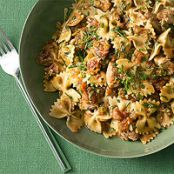 CHICKEN THIGH GOULASH WITH BUTTERED BOW TIES