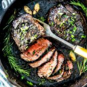 Pan Seared Steak with Balsamic Herb Cream Sauce