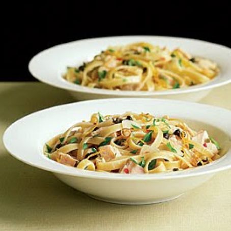 Fettuccine with Tuna, Lemon & Fried Capers