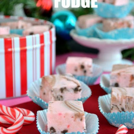 Chocolate Chip Candy Cane Fudge