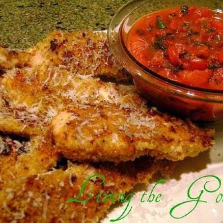 Baked Chicken Strips & Salsa Sauce