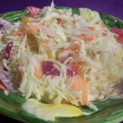 Creamy Coleslaw With Bell Peppers & Red Onion