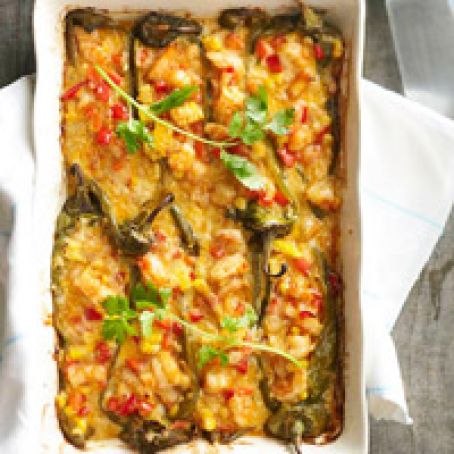 Shrimp-Stuffed Hatch Chiles with Cilantro Cream Sauce