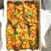 Shrimp-Stuffed Hatch Chiles with Cilantro Cream Sauce