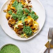 Cauliflower Steaks with Mint Chutney
