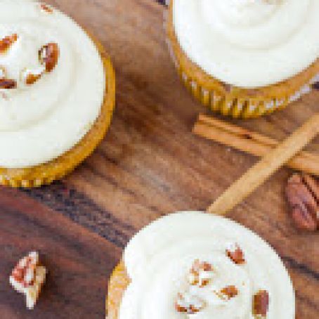 Toasted Pecan Pumpkin Cupcakes Maple Caramel Cream Cheese Frosting