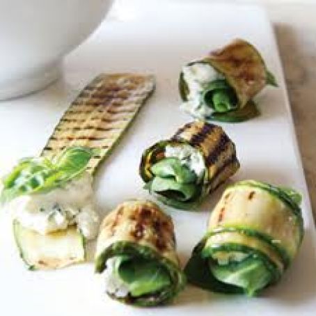 Grilled Zucchini Roll-Ups w/Herbs and Cheese