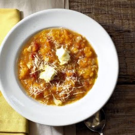 Smashed Pumpkin Soup with Marscapone