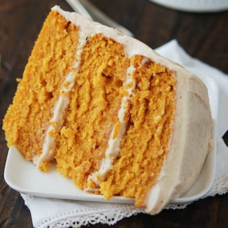 Pumpkin Dream Cake with Cinnamon Maple Cream Cheese Frosting