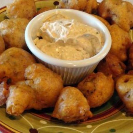 Deep Fried Onion Balls with Cajun Ranch Sauce