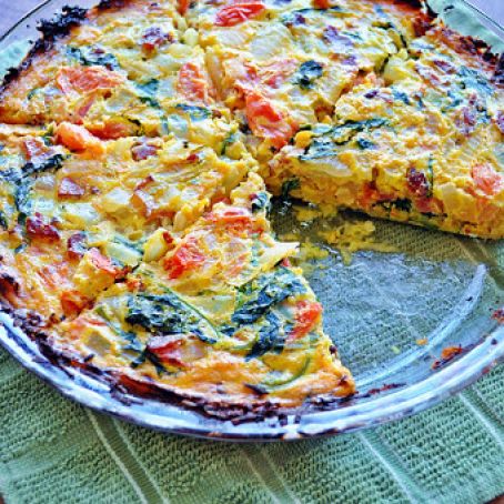 Tomato, Bacon & Arugula Quiche w/ Sweet Potato Crust