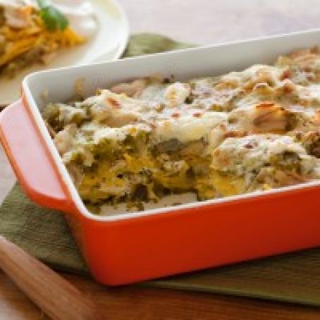 Roast Chicken Enchilada Suizas Stacked Casserole