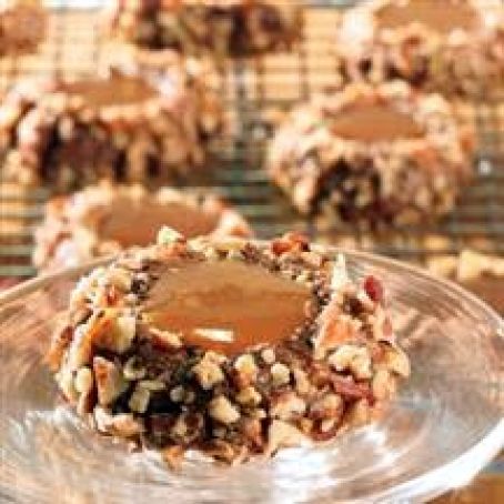 Chocolate Caramel Thumbprint Cookies