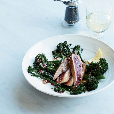 Pan-Seared Tuna Steaks with Ginger Vinaigrette