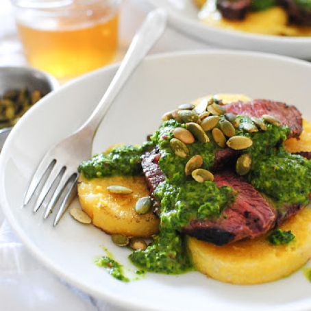 Seared Steak and Polenta with Chimichurri