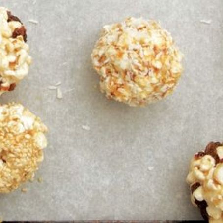 Chocolate Pretzel & Cherry Popcorn Balls