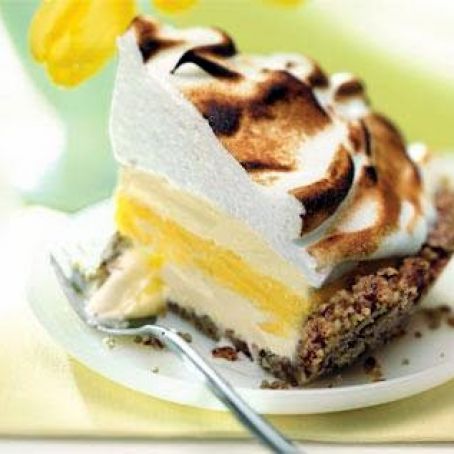 Lemon Meringue Ice Cream Pie in Toasted Pecan Crust