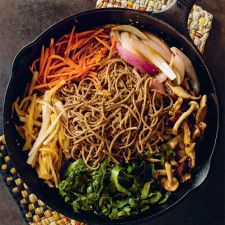 Collard Green Sukiyaki with Buckwheat Noodles