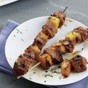 Ancho-Marinated Pork and Mango Skewers