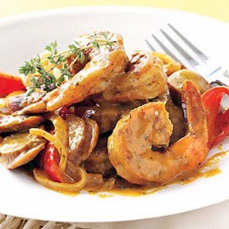 Andouille Sausage and Shrimp with Creole Mustard Sauce