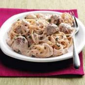 Stroganoff-Style Spaghetti 'n' Meatballs Recipe