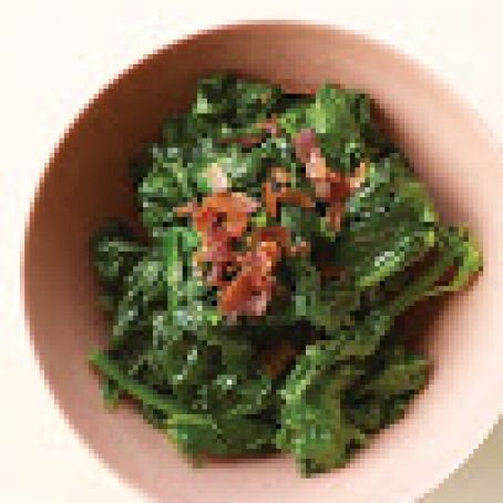 Sauteed Spinach with Crisp Pancetta