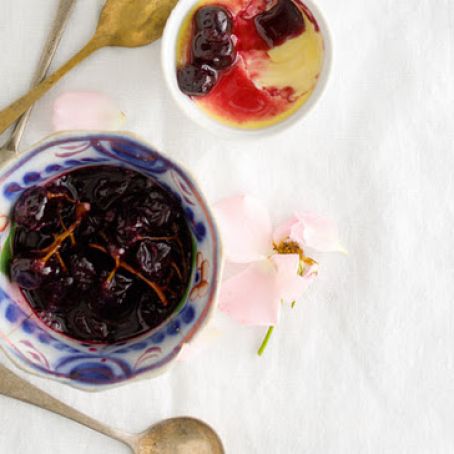 Pots de Crème with Riesling-Poached Grapes