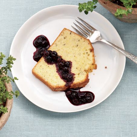 Polenta Pound Cake with Blueberries and Thyme