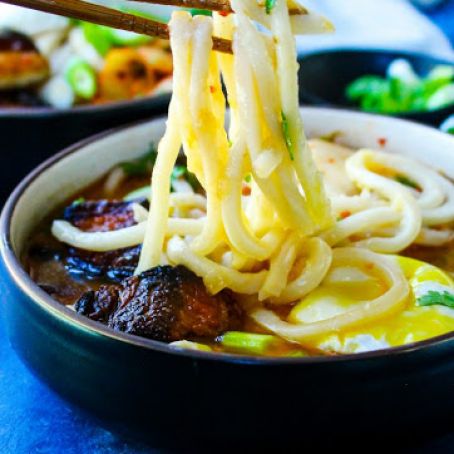 Sweet & Spicy Korean Pork Belly Udon Soup