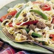 Fettuccine with Beef and Peppers