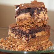 Ultimate Pretzel Crusted Peanut Butter Cookie Candy Brownie Bars