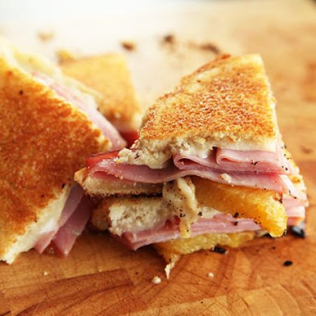 Grilled Cheese with Roasted Pineapple, Ham and Swiss