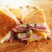 Grilled Cheese with Roasted Pineapple, Ham and Swiss