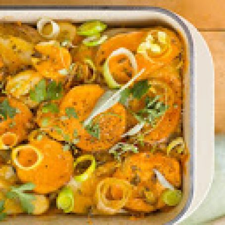 Leek and Root Vegetable Gratin