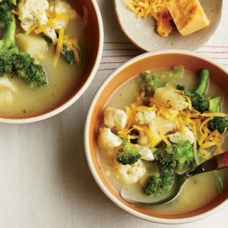 Broccoli and Cauliflower Cheddar Soup