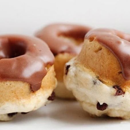 Baked Chocolate Chip Doughnuts with Chocolate Glaze
