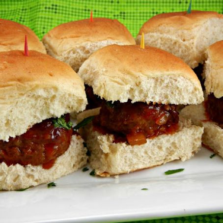 SLOW COOKER MEATBALL SLIDERS WITH PEACH CHIPOTLE BBQ SAUCE