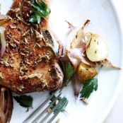 Fennel-Crusted Pork Chops with Potatoes and Shallots